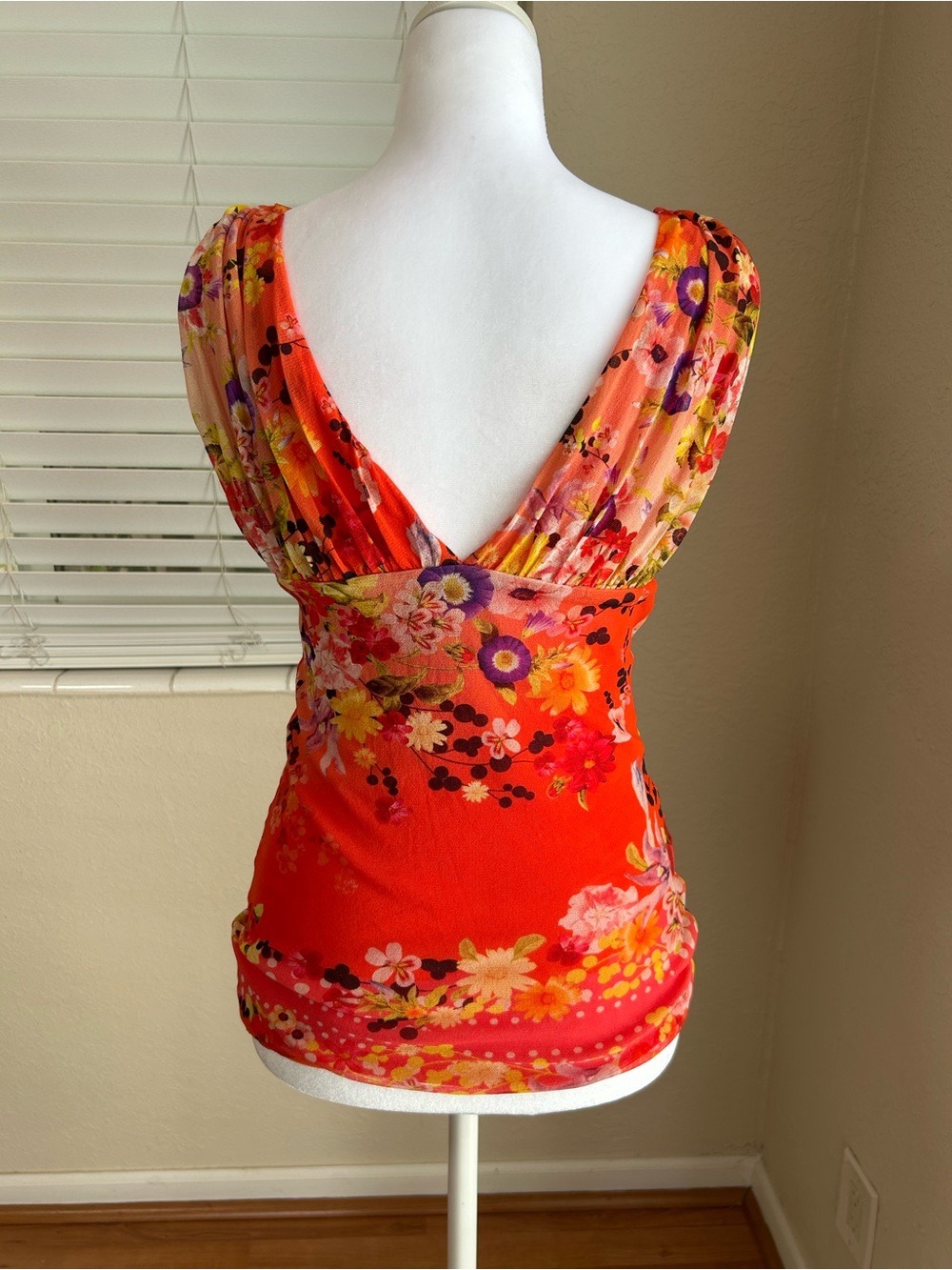 VINTAGE Fuzzi by Jean Paul Gaultier floral tulle mesh sleeveless - size M - Picture 4 of 7